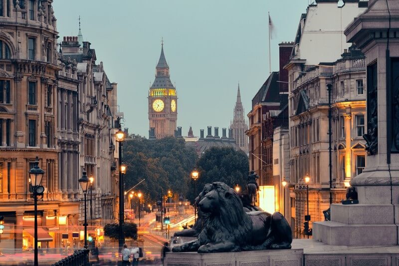 Trafalgar Square in London, England